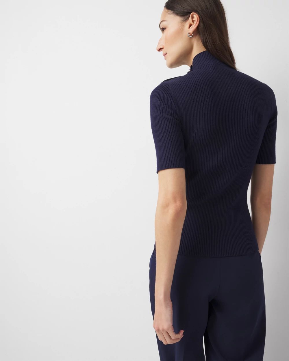 Elbow Sleeve Mock Neck Sweater | White House Black Market